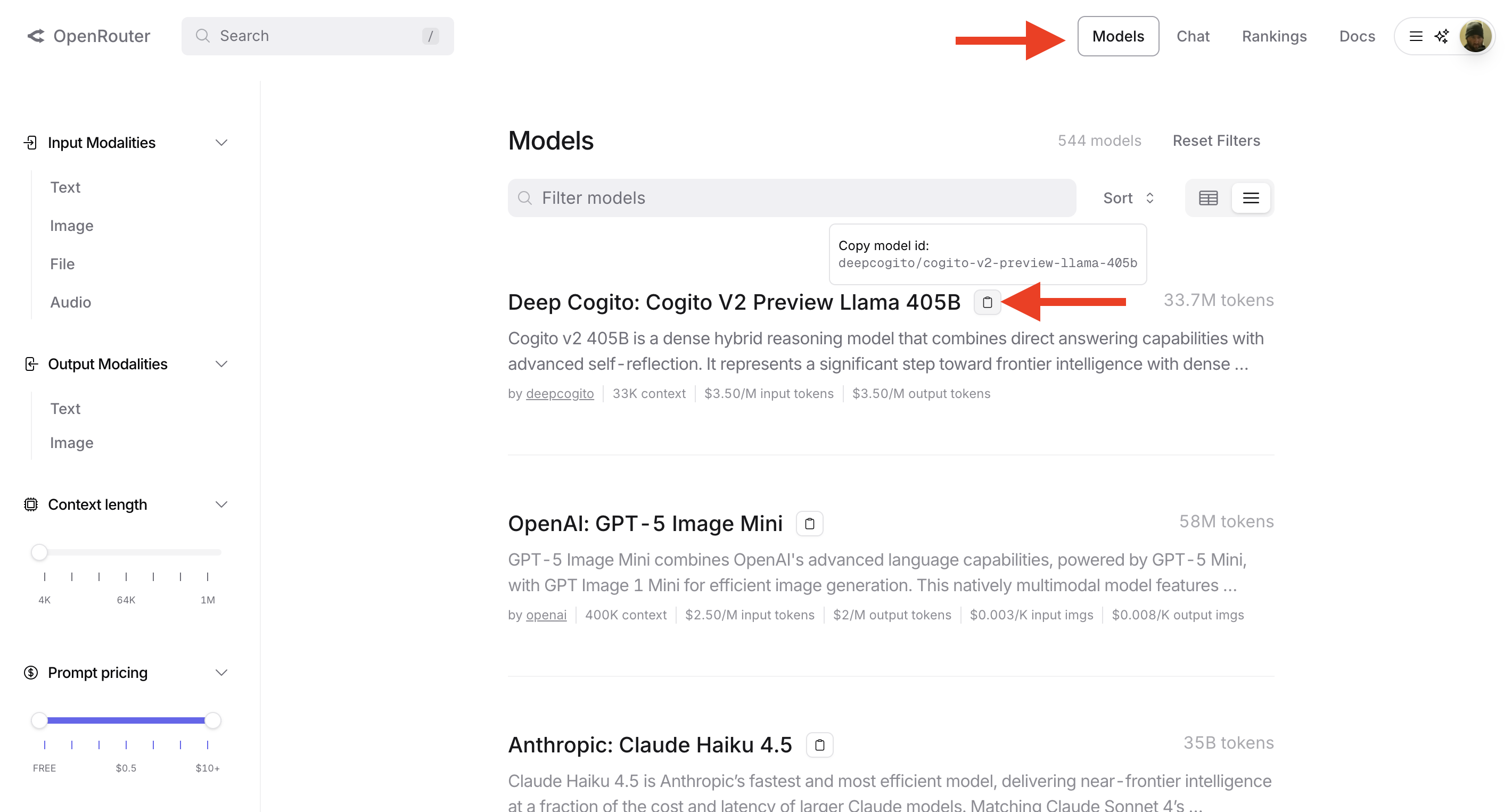 OpenRouter Models Browser